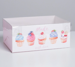 Изображение Коробка на 6 капкейков «Made with love», 23 × 16 × 10 см